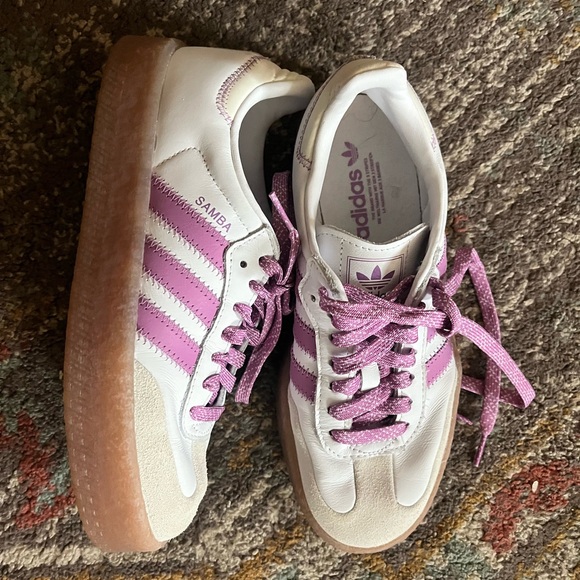 Adidas Women's White and Purple Sambae - Picture 3 of 5